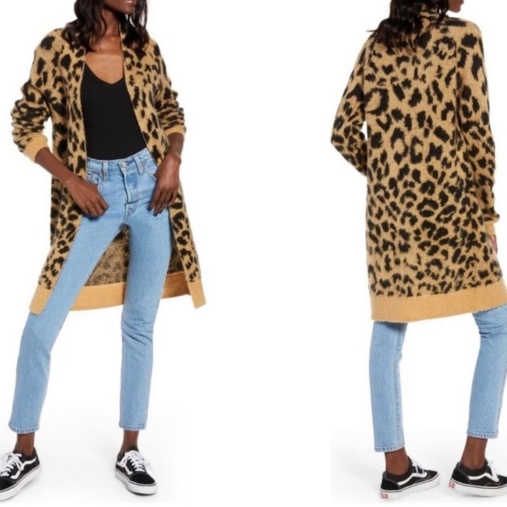 BP. Leopard print long and open cardigan Sz M